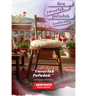 Pofuduk Yuvarlak Sandalye Minderi  Mutfak, Balkon, Bahçe Dekoratif Oturma Minderi  Yumuşak dolgu (Bej)