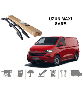 VW Transporter Uzun Maxi Van Üst Port Bagaj Tavan Çıtası Siyah 2024 Sonrası