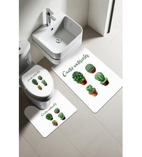 Modern Desenli Dijital Baskı 3’lü Banyo Paspas Takımı Yıkanabilir Kaymaz Tabanlı Klozet Takımı KLZ0019 (Çok Renkli)