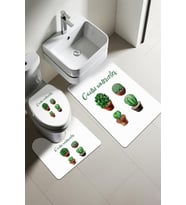 Modern Desenli Dijital Baskı 3’lü Banyo Paspas Takımı Yıkanabilir Kaymaz Tabanlı Klozet Takımı KLZ0019 (Çok Renkli)