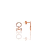 Gümüş rose zirkon taşlı sallantılı fiyonk küpe SGTL12775ROSE