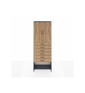Arges Dolap 3 Raflı 6 Çekmeceli 2 Kapaklı 88x30x243 Antrasit-Çam