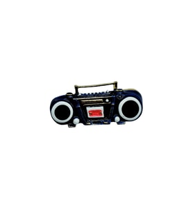 Retro Lacivert Boombox Radyo Tasarım Broş – Vintage Müzik Severler İçin Şık Aksesuar