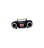 Retro Lacivert Boombox Radyo Tasarım Broş – Vintage Müzik Severler İçin Şık Aksesuar