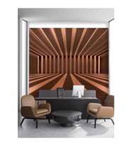 Dreamwall 3D Geometrik Bloklar Desenli Isı Ve Ses Yalıtımlı Sağlıklı Tekstil Duvar Kağıdı (Bakır)
