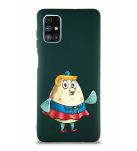 Samsung Galaxy M51 Soft Premier Kapak Bayan Puff Tasarımlı Silikon Kılıf - Yeşil (Şeffaf)