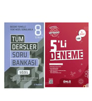 Tudem 8. Sınıf Tüm Dersler Sözel Beceri Temelli Soru Bankası ve Ünlü 5 li Deneme Seti 2 Kitap
