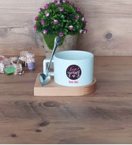 Love Yourself Kupa Bardak Kısa Ahşap Altlıklı Kaşıklı Motto
