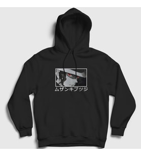 Presmono Unisex Siyah Muzan Kibutsuji V2 Anime Demon Slayer Kimetsu No Yaiba Kapüşonlu Sweatshirt 308871tt