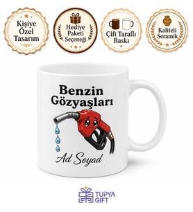 İsme Özel Benzin Gözyaşları Yazılı Komik Kupa Bardak Esprili Hediye