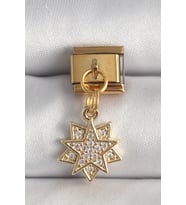 316L Çelik Gold Renk Sallantı Zirkon Taşlı Yıldız Model Nomination Charm 5886 - GLST7885-1535