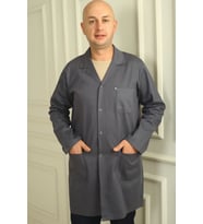 Uzun Boy Gömlek Yaka Gabardin Kumaş Erkek Önlük - Füme