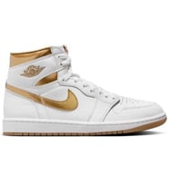 Nike Air Jordan 1 MİD Retro Unisex Sneaker Hakiki Deri Bilekli Spor Ayakkabı Beyaz-Gold