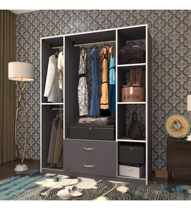 Kenzlife giysi dolabı orhan 175*120*40 gri gardırop 2 çekmeceli