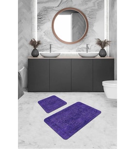 Mor Modern Klasik Banyo Halısı Klozet 2'li Paspas Seti BS237