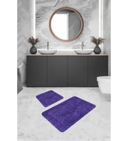 Mor Modern Klasik Banyo Halısı Klozet 2'li Paspas Seti BS237