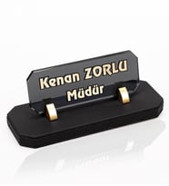 Lima Deri Masa İsimliği Kabartma Yazılı Hediye Masa İsimlik