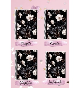 Büyülü yapraklar defter seti A4 defter çizgili + kareli + çizgisiz + A5 notebook defter