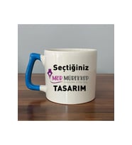 Seçtiğin mor mürekkep tasarım & İsim Mavi Kulplu D Kupa