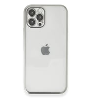 Mey İthalat® iPhone 12 Pro Max Kılıf Lensli Silikon - Gümüş