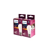 Enerji Tasarruflu LED Ampul, E27 9-60W, 2700K, Sarı Işık, Çift Paket (Krem)
