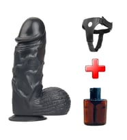 OdinsShop 24,5 cm Belden Bağlamalı Vantuzlu Realistik Siyahi Penis  Vajinal Dildo