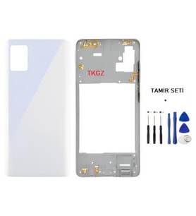 Samsung Galaxy A51 - SM-A515F FULL Kasa Arka Kapak Takım BEYAZ - TAMİR SETİ