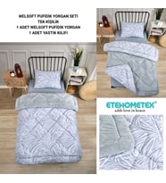 ETE HOMETEX TEK KİŞİLİK LÜX WELSOFT YORGAN SETİ ZEBRA GRİ 155X215CM 8696474231935