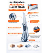 Alveta Endüstriyel Maket Bıçağı Metal Gövdeli Lutz Blades Bıçaklı Profesyonel Dayanıklı Falçata
