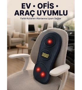 Isıtmalı Bel Masaj Minderi Ev Ofis Araç Uyumlu Titreşimli Destek