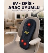 Isıtmalı Bel Masaj Minderi Ev Ofis Araç Uyumlu Titreşimli Destek
