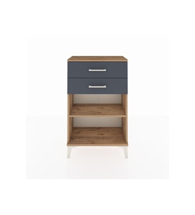 Arges Komodin Tek Raflı 2 Çekmeceli 60x30x96 Çam-Antrasit