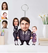 Kişiye Özel Adams Family 3 kişilik Aile Ahşap Anahtarlık-58
