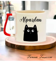 Tanem Kişiye Özel Isimli Kedili Tasarımlı Kişiselleştirilebilir - Seramik Kupa