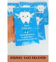 20 Adet Mavi Kartlı Diş Buğdayı Hediye İnci Küpe - Kuşe Kartlı - Bebek Hediye