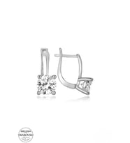 SWAROVSKİ TAŞLI  ZİRCONİA PIRLANTA MONTÜR TEK TAŞ 925 AYAR GÜMÜŞ KÜPE