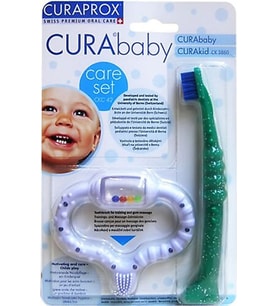 TechTic Curaprox Curababy Bebek Diş Fırçası ve Diş Kaşıma Seti (Çok Renkli)