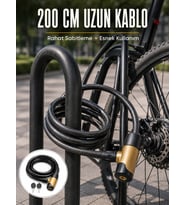 24 mm Kalın Çelik Halatlı Motosiklet ve Bisiklet Kilidi 200 cm Anahtarlı Güvenlik Kilidi