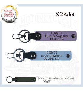 Hız Severlere Uygun Süpriz, İsim Plaka ve 0 Rh (-) Kan Grubu Yazılı x2 Anahtarlık Set, Mor-Mavi-Ysl (Çok Renkli)