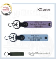 Hız Severlere Uygun Süpriz, İsim Plaka ve 0 Rh (-) Kan Grubu Yazılı x2 Anahtarlık Set, Mor-Mavi-Ysl (Çok Renkli)