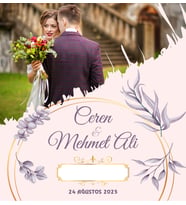 Nikah Nişan Düğün Davetiyesi Kare İkiz İp Bağlamalı 5048