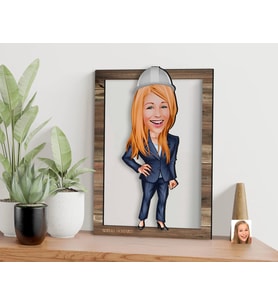 BK Gift Kişiye Özel Kadın Mühendis Karikatürlü 3D Ahşap Tablo, Sevgiliye Hediye, Arkadaşa Hediye, Yıl Dönümü Hediyesi, Doğum Günü Hediyesi-1