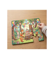 Ormanda Doğum Günü Partisi Tasarımlı 24 Parça Ahşap Çocuk Puzzle