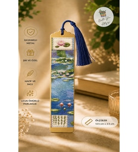 Sanatsal Tasarım Metal Kitap Ayracı Nilüfer Bahçesi (Water Lilies)