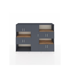 Hyperion Dolap 10 Raflı 9 Kapaklı 220x44x163 Antrasit-Antrasit/Çam