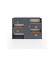 Hyperion Dolap 10 Raflı 9 Kapaklı 220x44x163 Antrasit-Antrasit/Çam