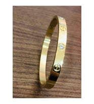 Gold Renk Taşlı Cartier Çelik Kelepçe 99B4234A