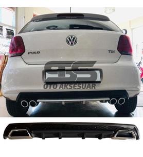 Volkswagen Polo MK5 Difüzör Arka Tampon Eki 2 Egzoz Çıkışlı Siyah Lüx Tip