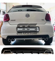 Volkswagen Polo MK5 Difüzör Arka Tampon Eki 2 Egzoz Çıkışlı Siyah Lüx Tip