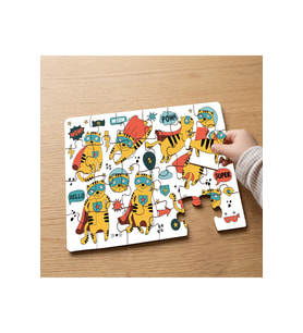 Süperkahraman Kedicik Tasarımlı 24 Parça Ahşap Çocuk Puzzle MPK1059